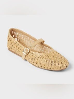 NWT Target Woven Raffia Flats A New Day Beige Myla Shoe Size 6.5
